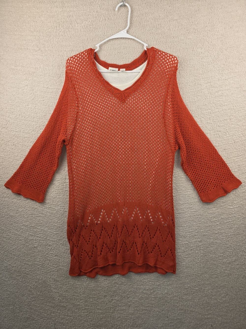 Cato Woman Red Open Knit Layered Sweater Open Knit Layered Plus Size 18/20W